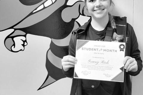 The Strother Middle School Student of the Month is Tamara-Allie Loredo-Willis (left) and the High School Student is Gracey Rich (below left).