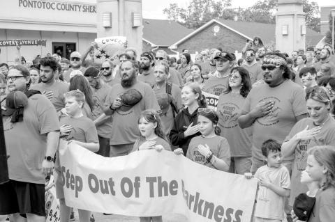 “Step Out of the Darkness” is an annual prayer march that begins at the Pontotoc County Courthouse and continues down Main Street toward ECU’s Centennial Plaza. The intention of the event is to shed light on truths about drug addiction and dependenc