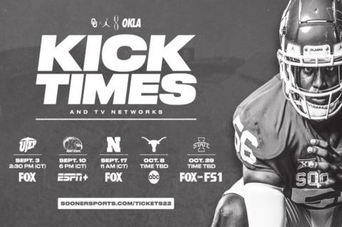 Sooner Football Kickoff Times Announced