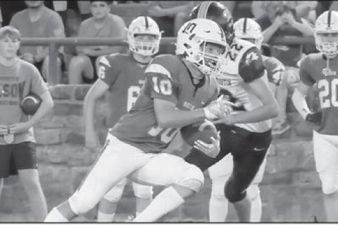 Courtesy Photo by Glen Bryan Bowlegs BisonAusten Byrd heads down field and gets by some Graham defenders.