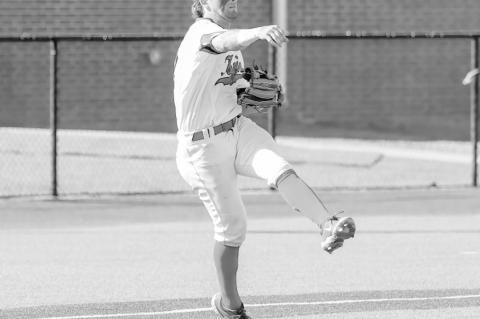 Seminole State’s Hutch Russell fields a slow ball and throws the batter out at 1st base. Courtesy Photo by Glen Bryan