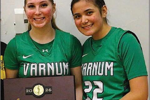 Varnum Lady Whippets Jenna Lofton and Raylin Gee were selected by OCA to the 2026 All Star Small East B-1 basketball team. Congratulations. Courtesy Photo