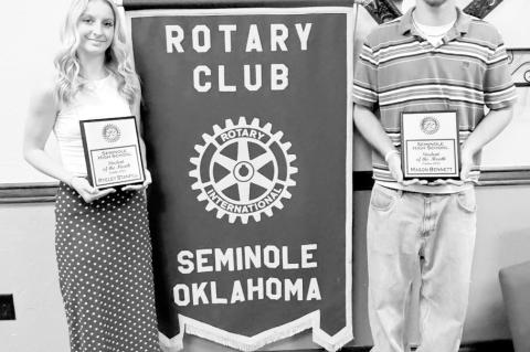 Pictured l-r are Ryeley Stanfill and Mason Bennett, the Seminole High School Students of The Month for October. Ryeley has been on the Superintendent’s Honor Roll every year of high school and Mason has made the Principal’s Honor Roll all four years o