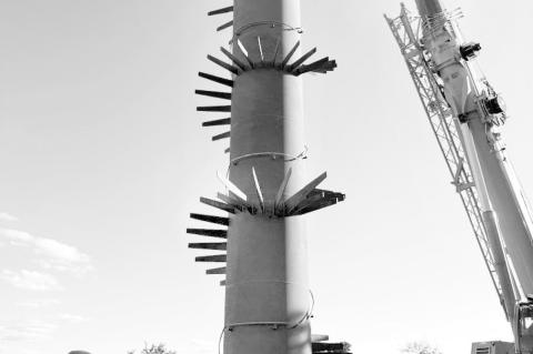 The Uncommon Ground Sculpture Park marked a major milestone on Monday, Sept. 22, with the arrival and installation of key components of its architectural landmark, the Route 66 Eagle’s Nest, bringing the park closer to its 2026 opening. (Photo provided)
