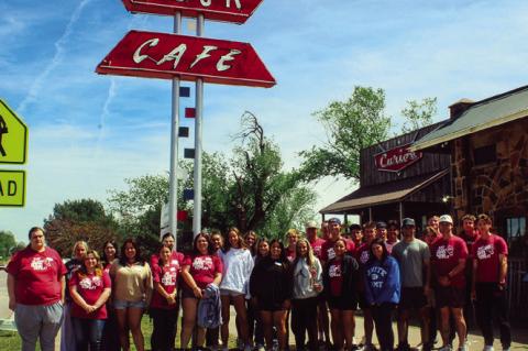 Left, Seminole State College President’s Leadership Class students pose in front of the Route 66 Interpretive Center in Chandler. The visit came during Route 66’s centennial year, marking 100 years since the highway was established in 1926. During the