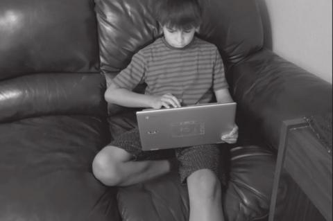 	Who needs a desk when you’ve got a recliner footstool? Eleventh grade student Mya Merritt likes to switch up her study spots.