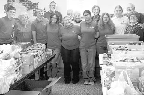 Pictured are Strother FCCLA students Cicily Anderson, Cayson Cheatwood, Ava Kornelisen, Colt James, McKenzie Teague and Allie Loredo-Willis. Also pictured are Church of Christ at Little members Rosella Vickers, Bill Whaley, Larry Vickers, Joyce Boggs, Ter