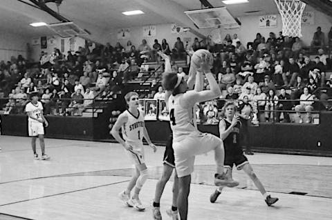 Strother Yellowjacket Kayden Schultz goes up for the basket Friday night. Staff Photo by Bill Anderson