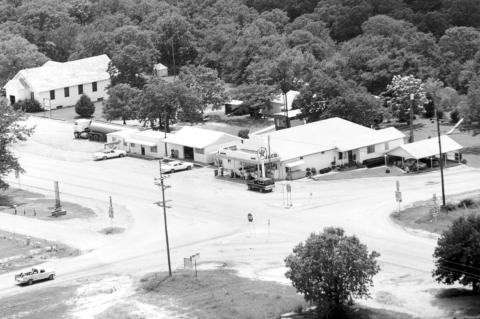 An aerial view of the former Mable Jackson Grocery Store in Little, courtesy of Lana Reynolds.