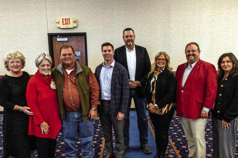 Prior to speaking at the Seminole Chamber of Commerce Forum on Dec. 12, Oklahoma State Senator and Chair of the Senate Education Committee Adam Pugh met with members of the Seminole State College President’s Leadership Class. Pictured (left to right): G