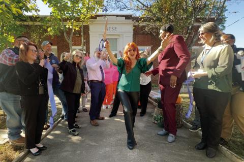 A ribbon-cutting event was held last week at Eddie Warrior Correctional Center in Taft for the opening of the RISE Program, a cosmetology and barbering school founded by Christie Luther. (ODOC photo)