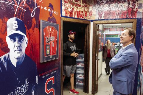 Above left, Rep. Brian Hill (R-Mustang) visited Seminole on Nov. 19 as part of a tour of Oklahoma’s colleges and universities. An advocate economic development in rural areas of the State, Hill heard about recent infrastructure improvements, new busines