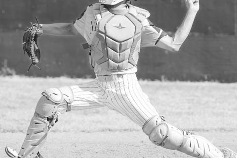 New Lima Falcon catcher Justin Spencer throws the ball to second base Monday. Courtesy Photo by Glen Bryan