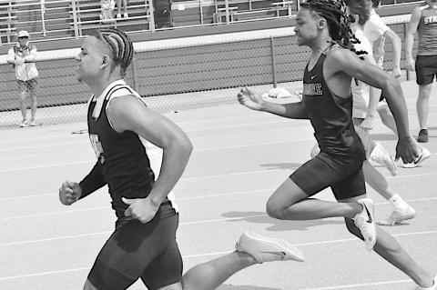 Wewoka Tiger Landon Tiger places 19th overall in the 100M run with a time of 11.61 Tuesday. Staff Photo by Bill Anderson