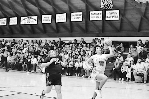 New Lima Falconette Jaidyn Hinton flies in for the layup Thursday night. Staff Photo by Andy Wilson