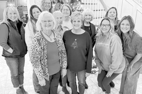 Pictured l-r: Susan Gates, Vicky White, Haley Coates, Haley’s daughter, Pam Robinson, Shirlene Davidson, Guest, Ann Streets, Debbie Lyon, Ivona Watson and Tina Savage. (Courtesy photo)