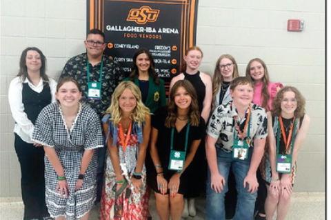 Above, left: 4-H members from Hughes and Seminole Counties represented their communities at the recent Oklahoma 4-H Roundup 2025 held at Oklahoma State University. The theme of this year’s event was “Lights, Camera, Action… 4-H!” (Photos provided)