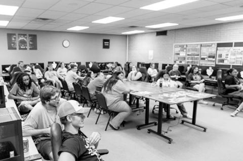 Upward Bound students participate in “Hack-athon: Design a Game for Good.” The event challenged students to design games that promote positive social impact. (SSC photo)