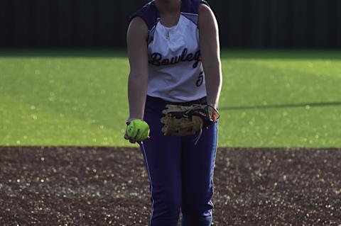 Bowlegs Lady Bison Kloe Oyler pitches to her opponent during the tournament. Staff Photo by Andy Wilson