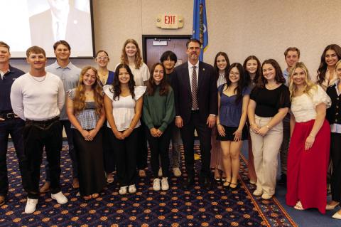Gov. Stitt Speaks at Chamber Event, Tours SSC