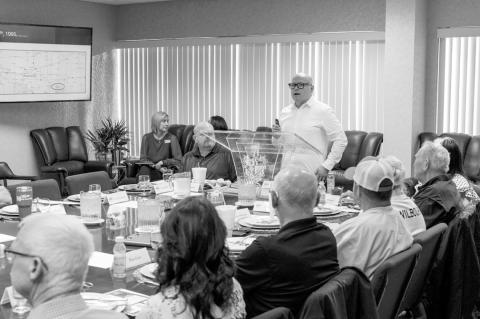 Seminole State College welcomed civic leaders from Stroud, Holdenville, Seminole, Konawa, Prague, Okemah, McLoud, Maud, Meeker, Wewoka and Cromwell on April 9 for a breakfast. The event was sponsored by SSC’s Rural Business and Resources Center. Above l